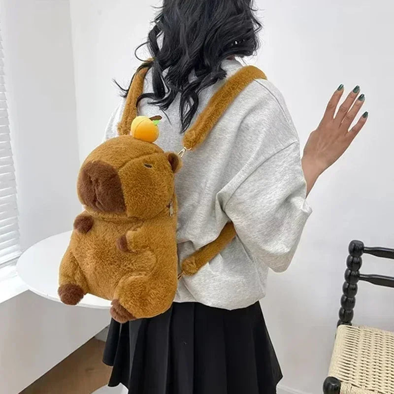 Capybara Plush School Bag – Large Capacity Casual Backpack for Students