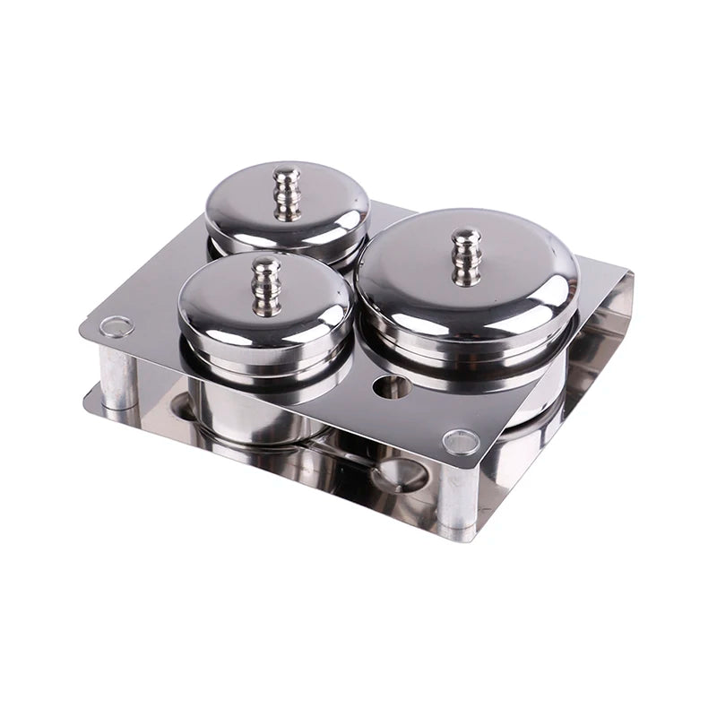 3-Piece Stainless Steel Dappen Dish Set – Manicure Nail Art Powder & Liquid Container Organizer Tray