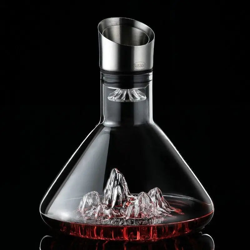 1500ML Iceberg Whisky & Wine Decanter – Handmade Lead-Free Crystal Carafe with Thickened Pourer, Bar Accessories