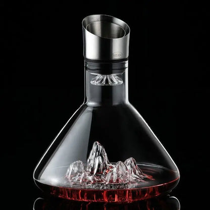 1500ML Iceberg Whisky & Wine Decanter – Handmade Lead-Free Crystal Carafe with Thickened Pourer, Bar Accessories