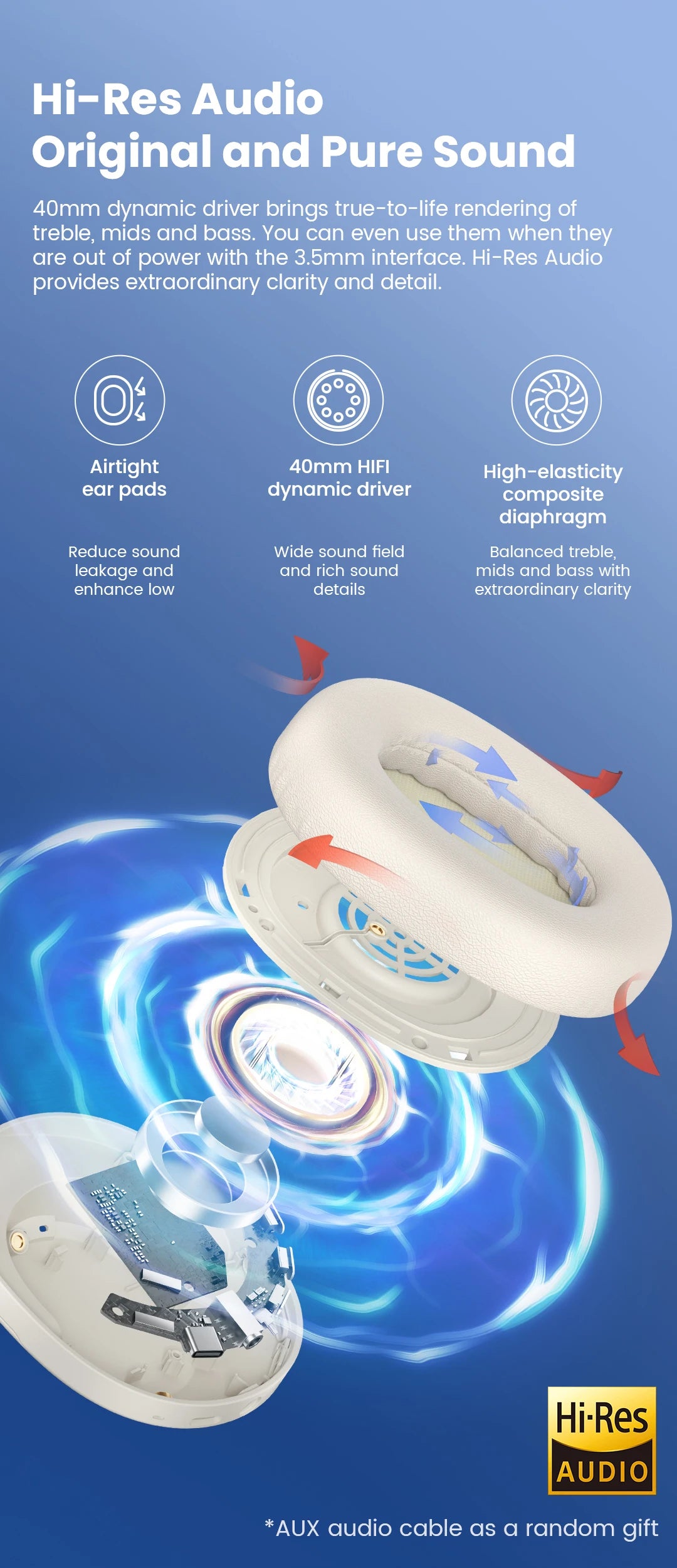 HAYLOU S35 ANC Wireless Headphones - Over-Ear Bluetooth 5.2, 42dB Active Noise Cancelling, 60-Hour Battery, 40mm Dynamic Driver