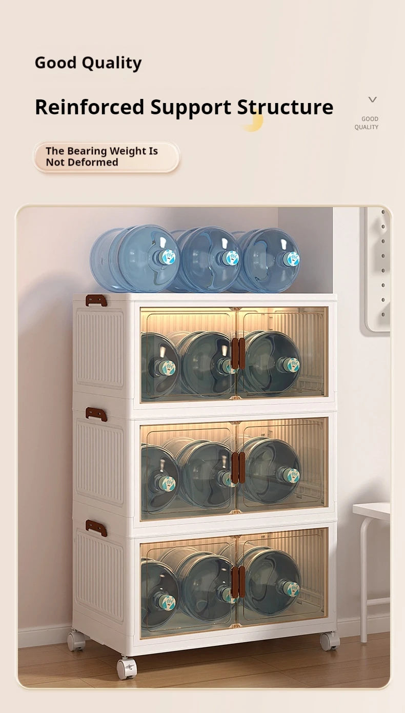 2025 Folding Living Room Cabinet – Multifunction Rolling Closet Organizer with Large Capacity Storage