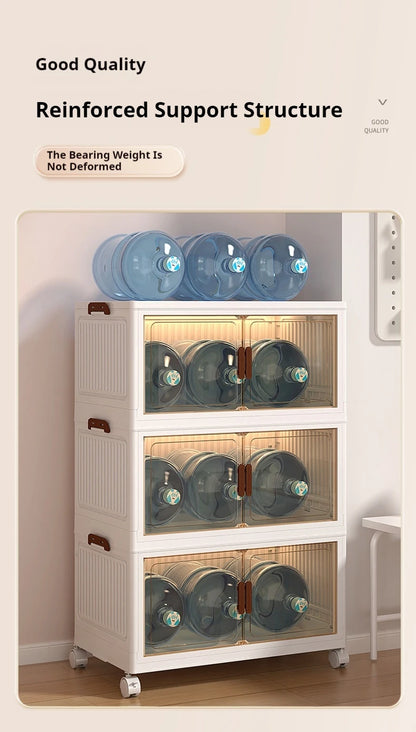 2025 Folding Living Room Cabinet – Multifunction Rolling Closet Organizer with Large Capacity Storage