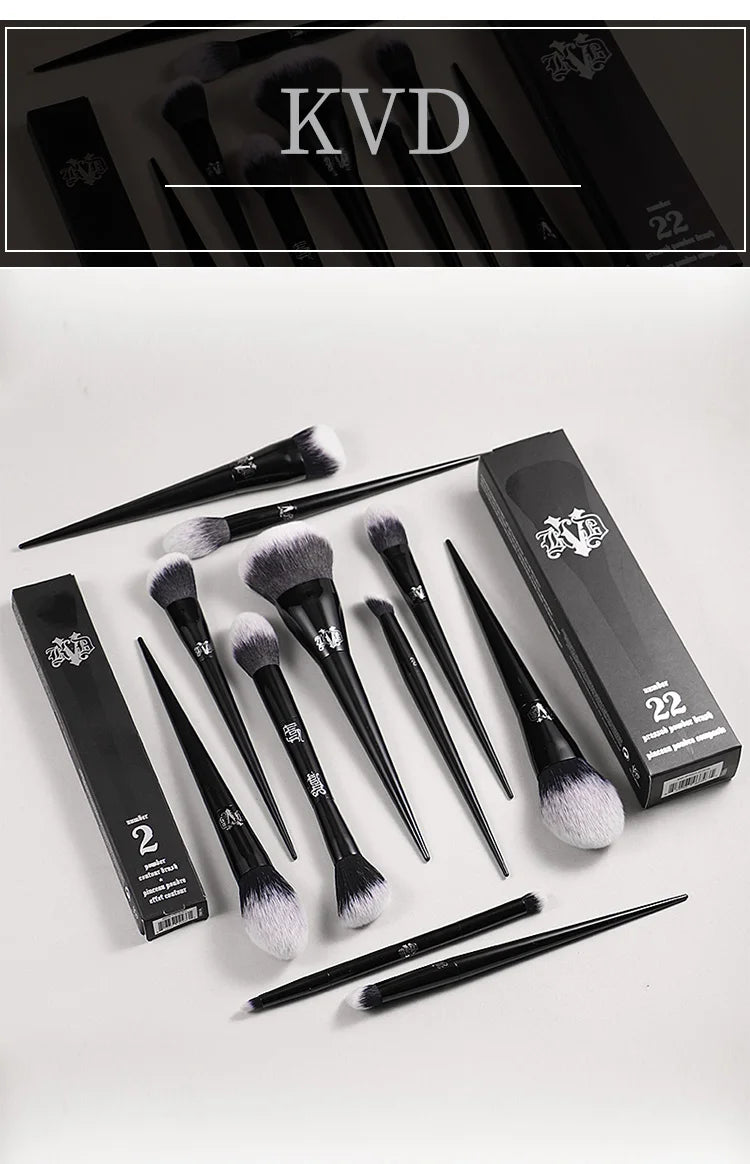 Kat Von D Makeup Brush Set – KVD Foundation, Blush, Highlight, Concealer, Powder & Eyeshadow Brushes Kit