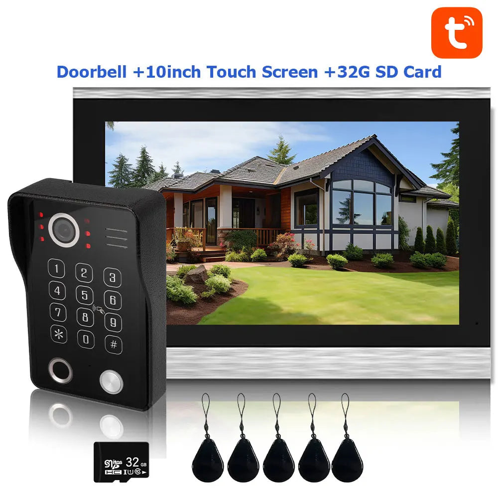 Fingerprint 5-in-1 WiFi Video Doorbell — Tuya Smart 1080P Touch Intercom System for Home Security