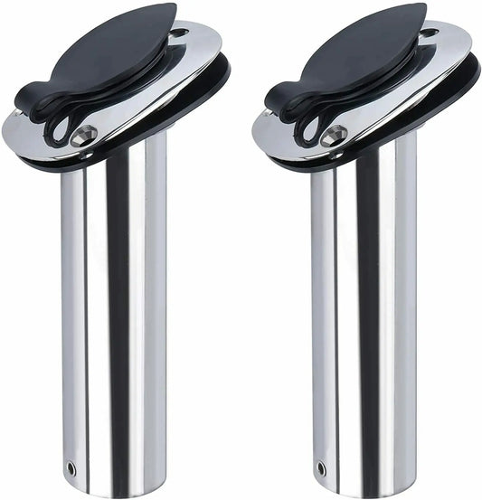 2X Stainless Steel Flush Mount Boat Fishing Rod Holder — 30° Rod Pod for Marine Boats
