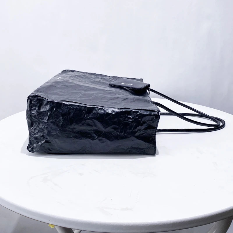 2025 Women’s Pleated Tote Bag – Luxury Vintage Oil-Wax Handbag, Large Capacity Shoulder Purse