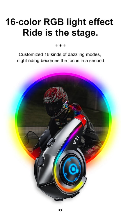 KEBIDUMEI Y21 Motorcycle Helmet Bluetooth Headset — Earphone Music Player with FM Radio & SOS Warning Light