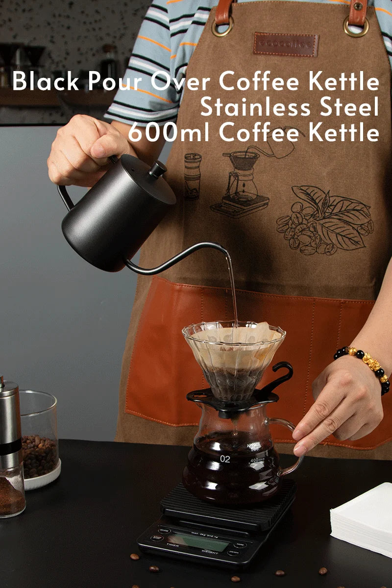 304 Stainless Steel 600ml Gooseneck Kettle — Long Spout Espresso Coffee Maker Teapot for Barista Tools