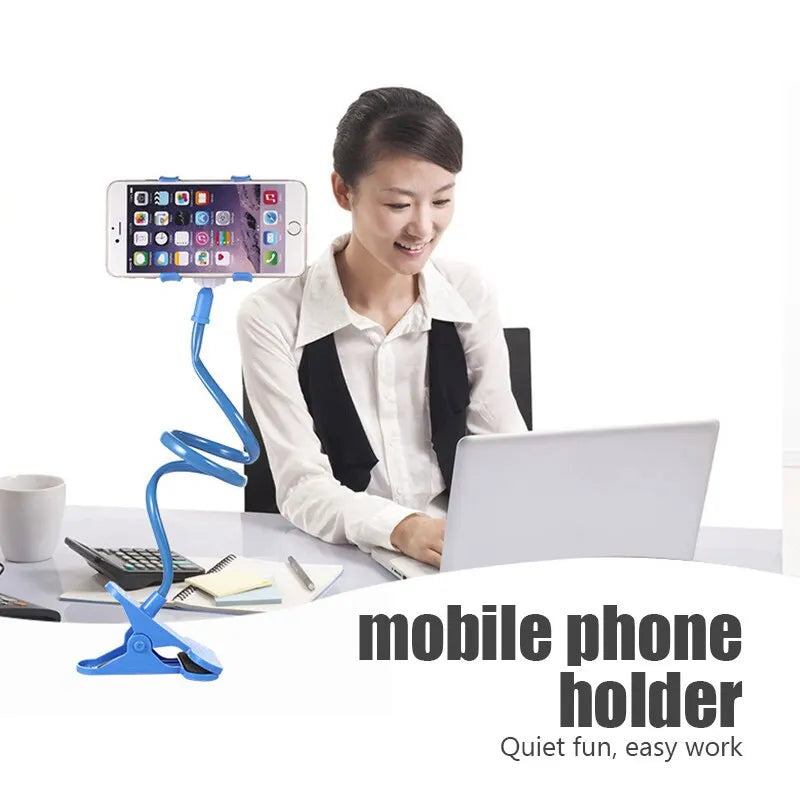 Flexible Gooseneck Mobile Phone Holder: Universal Lazy Bracket Stand for Bed, Desk, or Table - Smartphone Stents Clip