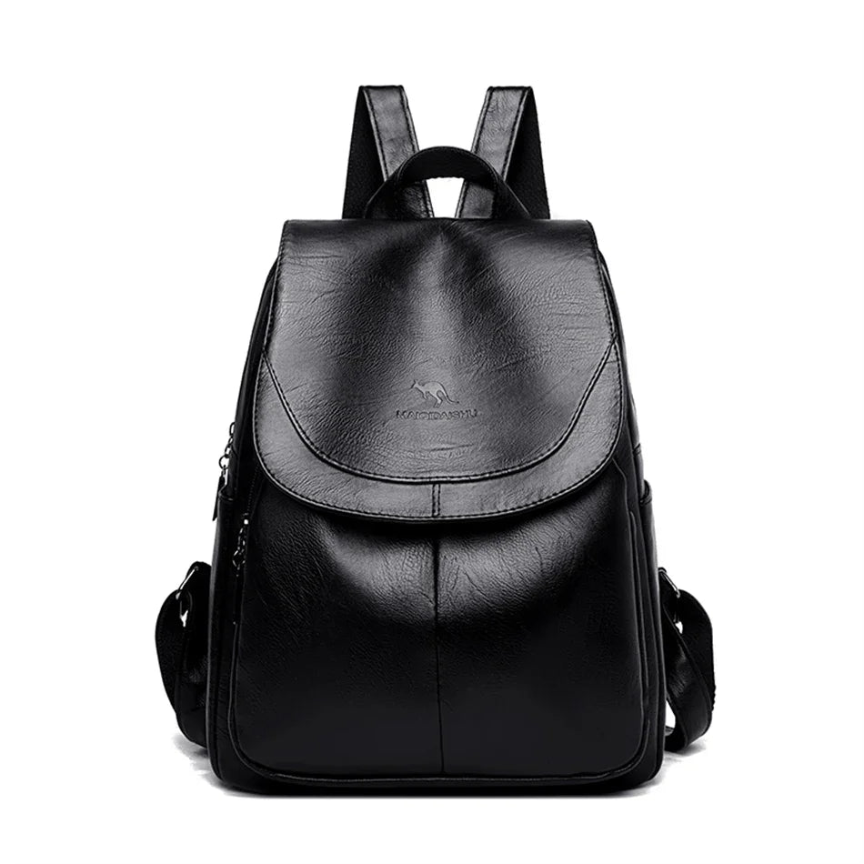 Women’s Large Capacity Leather Bookbag Rucksack - High-Quality Vintage Backpack, School and Travel Purse
