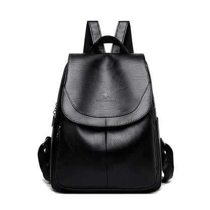 Women’s Large Capacity Leather Bookbag Rucksack - High-Quality Vintage Backpack, School and Travel Purse