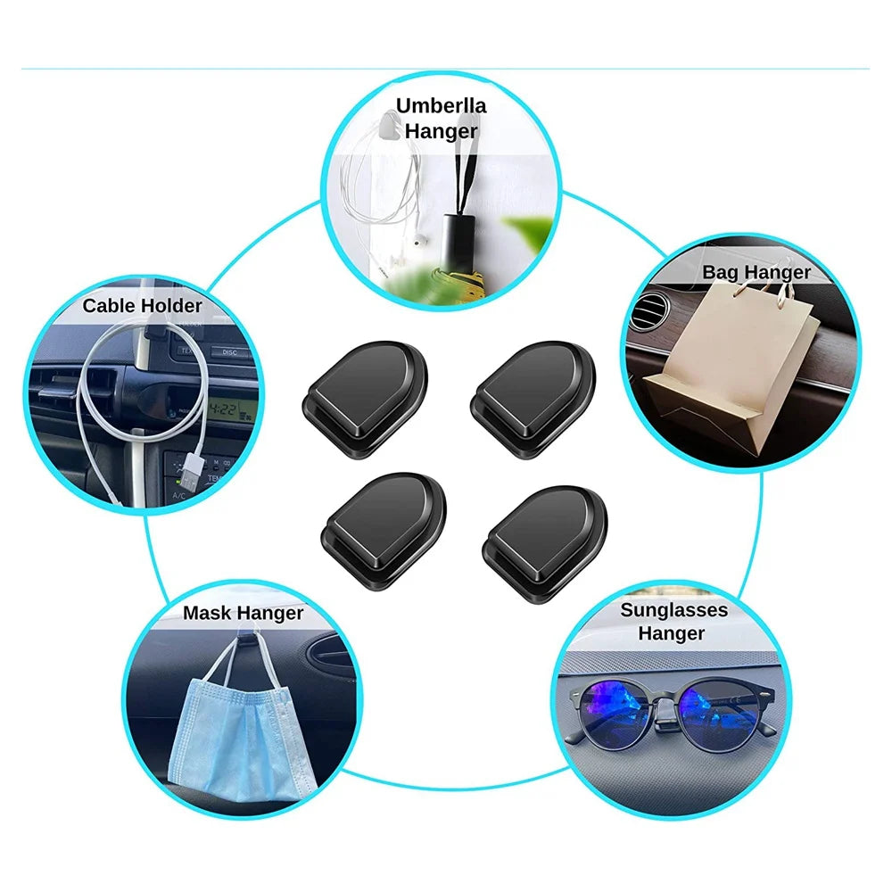Mini Car Hooks – Self-Adhesive Interior Storage Holder for USB Cable, Headphones, Keys, Dashboard Wall Hanging Hook, Auto Accessories