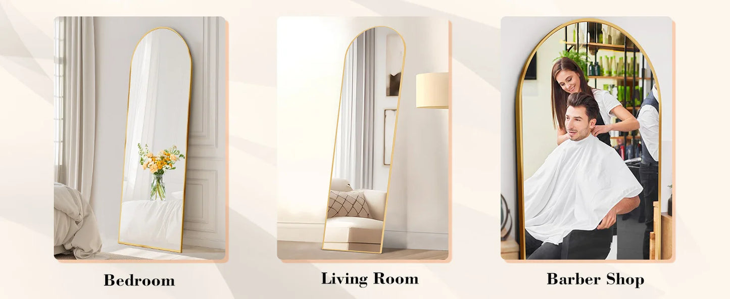 Full Body Wall Mirror 59"x16" – Standing or Wall-Mounted with Aluminum Alloy Frame for Bathroom & Bedroom