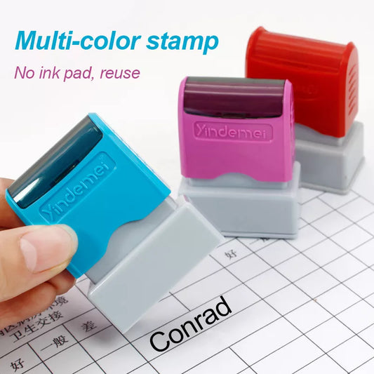 Custom Teacher Name Signature Stamp - Self-Inking Calligraphy Personalized Letter Stamp for School, Students, and Children