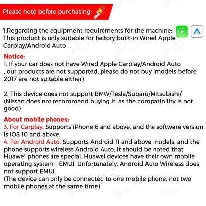 PLAYAIBOX Android Auto Wireless CarPlay Adapter - 2-in-1 Wireless Plug and Play for Benz, Audi, Kia, Chery, Jeep, Volvo, Hyundai, Porsche, VW