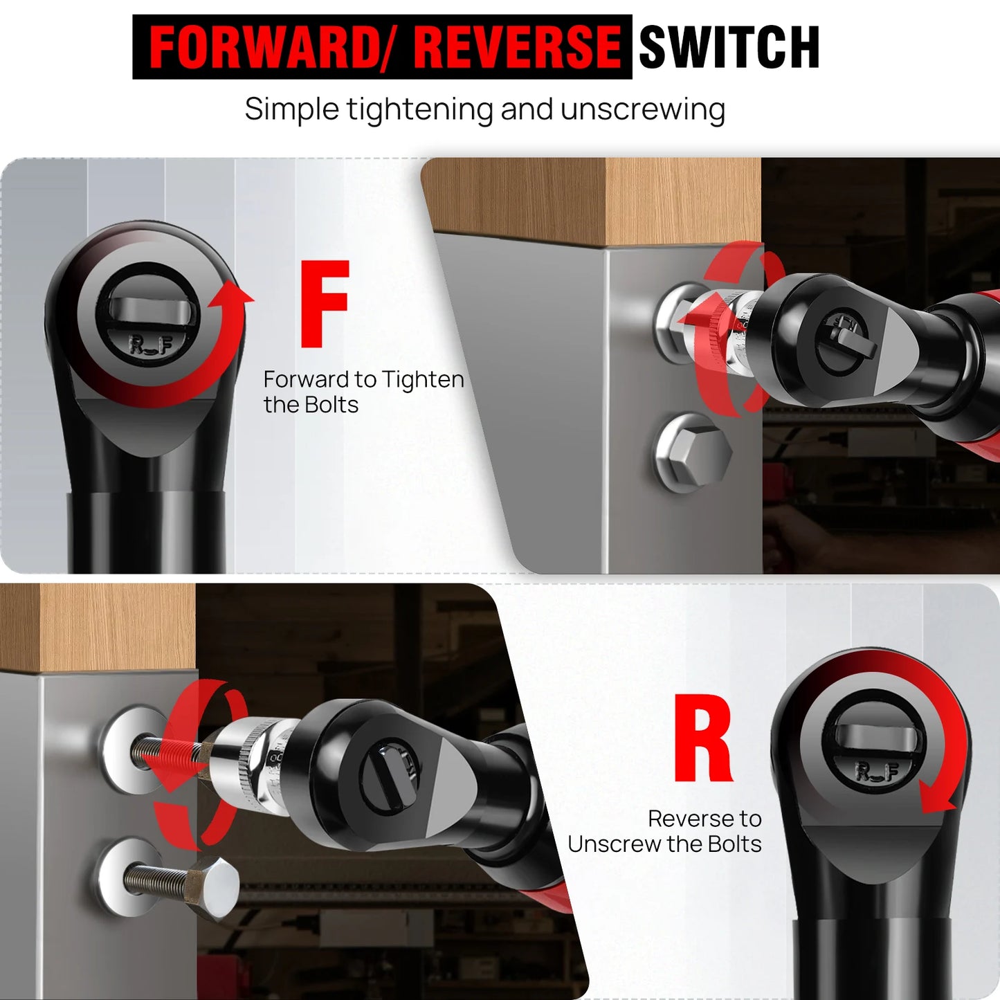 3/8 Inch Cordless Electric Wrench | 90° Right Angle Ratchet with 12V Rechargeable Batteries, 7 Sockets for Car Repair