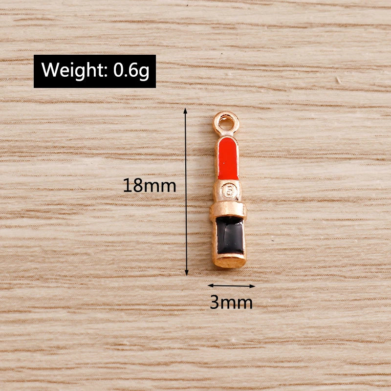 10PCS Cute Enamel Lips & Lipstick Charms – Pendants for Jewelry Making, Earrings, Necklaces & Bracelets DIY Crafts