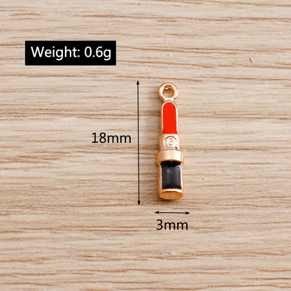 10PCS Cute Enamel Lips & Lipstick Charms – Pendants for Jewelry Making, Earrings, Necklaces & Bracelets DIY Crafts