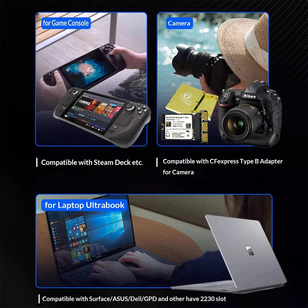 Western Digital WD SN740 1TB/2TB SSD – M.2 2230 Gen4 PCIe 4.0x4 NVMe Solid State Drive for Steam Deck & Surface Pro X