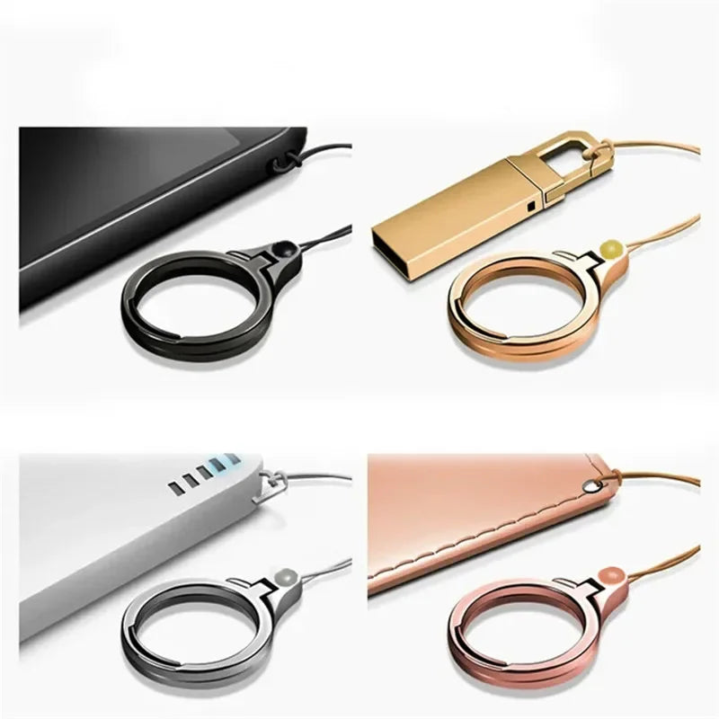 Universal Metal Lanyard for Keys & Phones - iPhone, Samsung, Xiaomi - Keycord Strap with Finger Mobile Holder Stand, Accessories