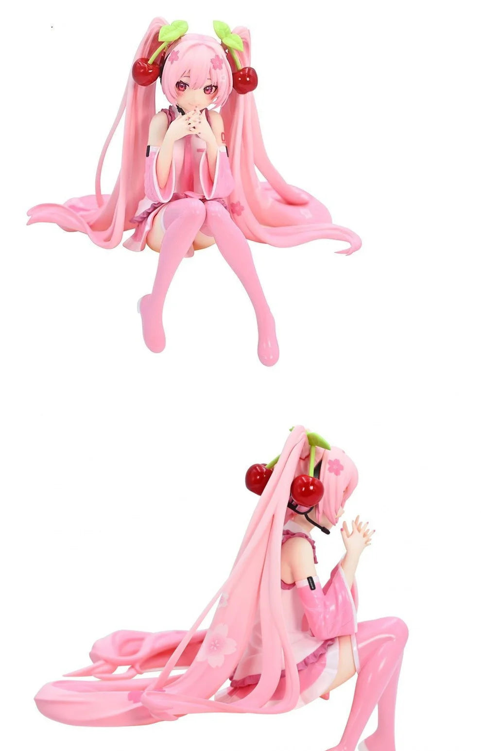 12cm Pink Hair Anime Figurine – Cute Sitting Pose TPR Model for Computer Case Decoration & Collectible Gifts