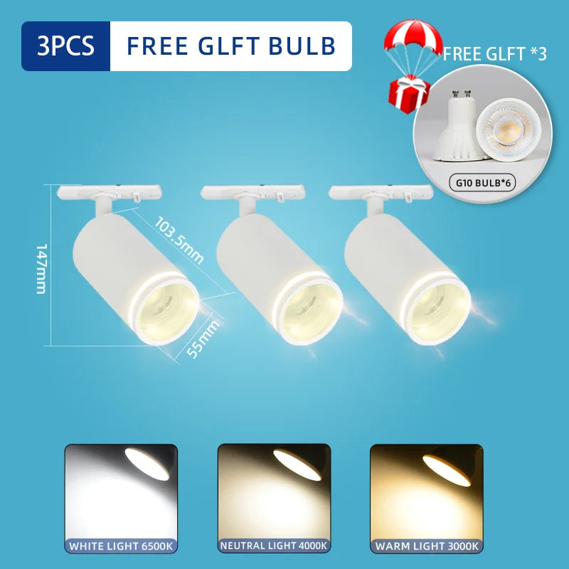 LED Track Light System – 85-265V COB Ceiling Lamp Set with Rails & Spots for Clothing Shops, Living Rooms & Stores
