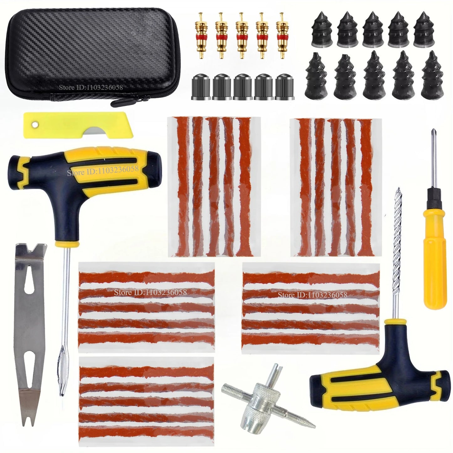 Car Repair Tool Kit – Emergency Tubeless Tire Repair, Glue & Garage Tool Set with Storage Bag