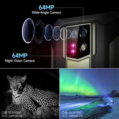 Ulefone Armor 24 Rugged Phone - 22000mAh, 24GB+256GB, 6.78" 120Hz Display, 64MP+64MP Camera, NFC, LED Light, Global Version