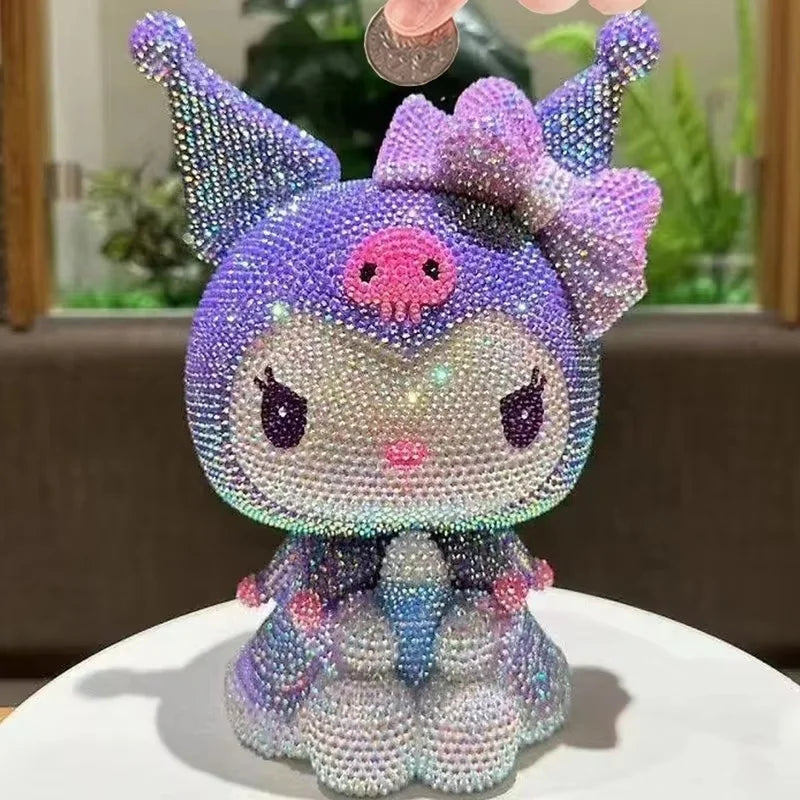 Hot Sale DIY Anime Piggy Bank – Cartoon Melody & Hello Kitty Diamond Stick Figurine Model Gift Statue Doll