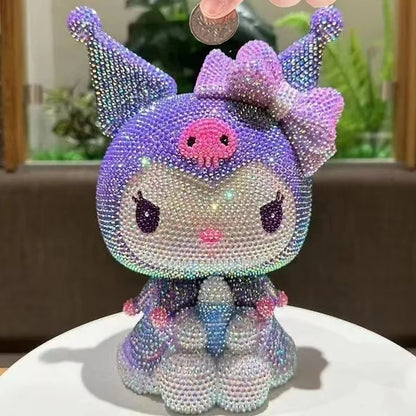 Hot Sale DIY Anime Piggy Bank – Cartoon Melody & Hello Kitty Diamond Stick Figurine Model Gift Statue Doll