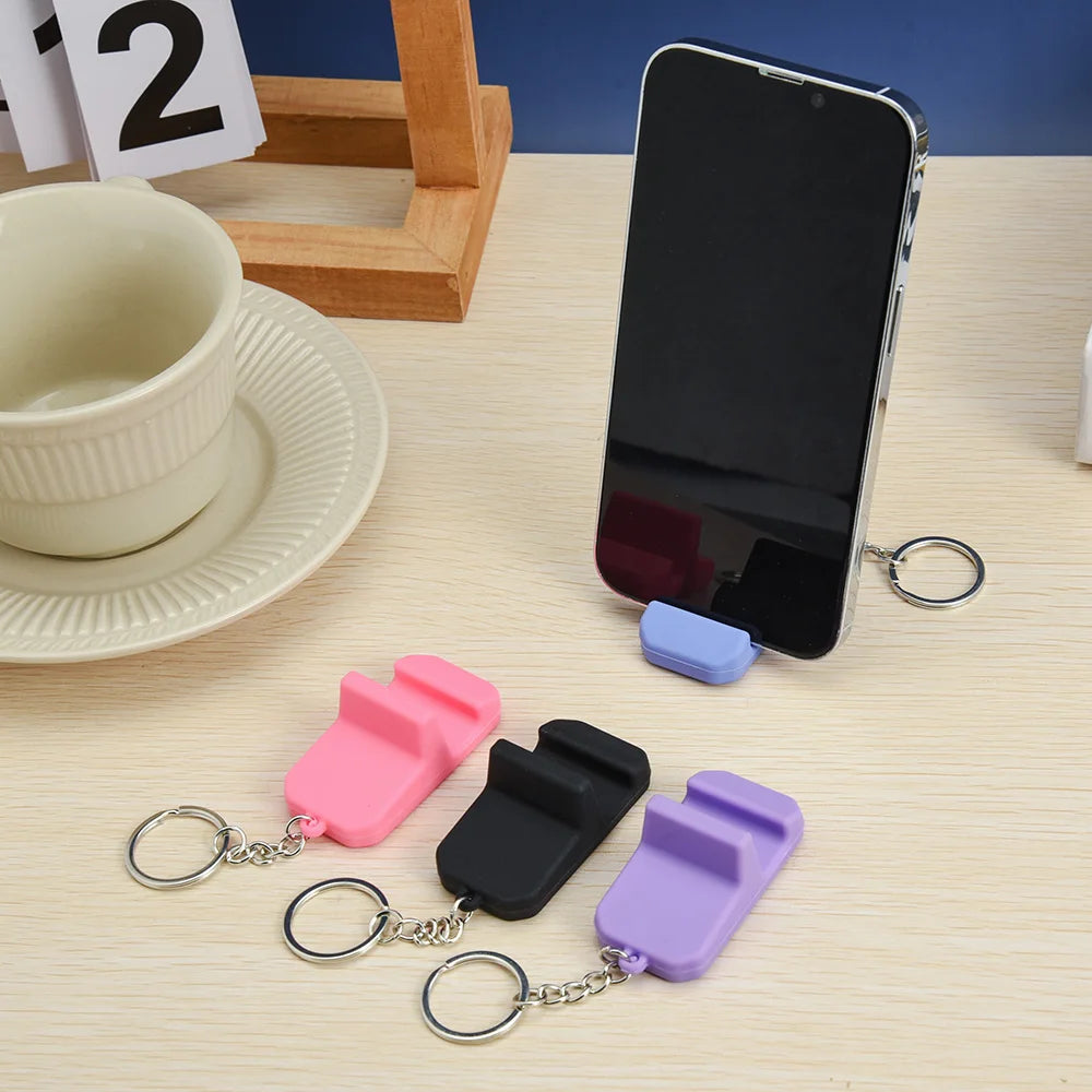 Portable Keychain Mobile Phone Holder: Creative Keyring Stand for iPhone & Samsung - Lightweight Mini Desk Support