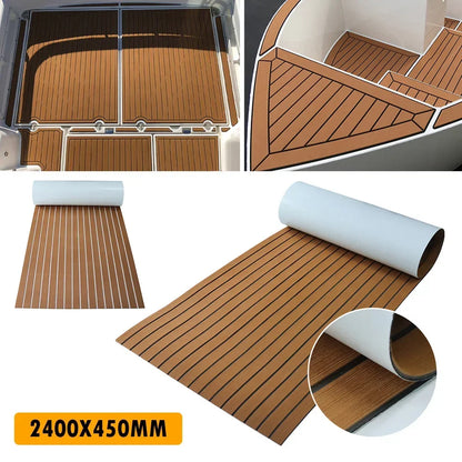 2.4m Self-Adhesive EVA Foam Boat Flooring | Faux Teak Marine Decking Sheet for Yacht, 8 Styles