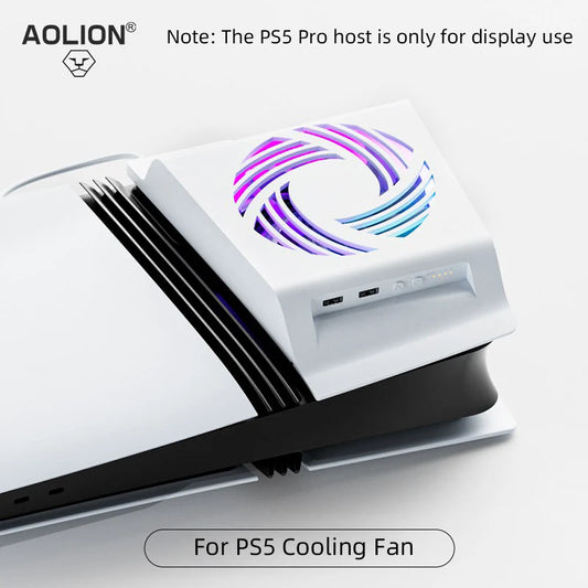 Aolion RGB Cooling Fan for PS5 Pro/Slim Console Side-Mounted Temperature Sensing Game Accessory