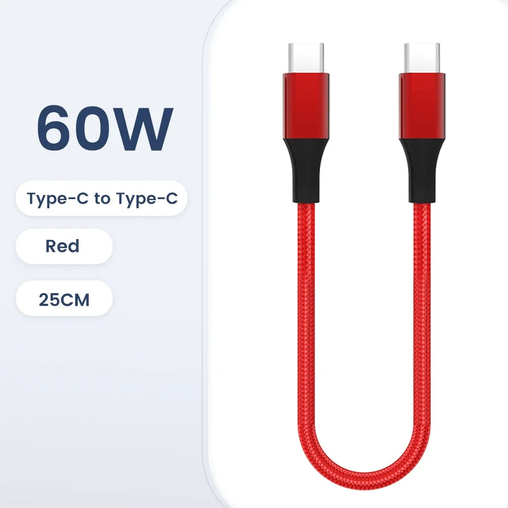 30cm USB-C to USB-C Fast Charging Cable – Compatible with iPhone 15, Xiaomi, Samsung, Huawei & Power Banks