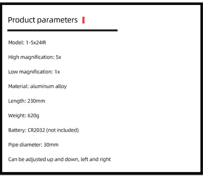 1-5X24 Tactical Rifle Scope – Red & Green Illuminated Reticle for AR15 Hunting