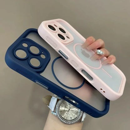 Luxury Matte MagSafe Transparent Case — Shockproof Magnetic Bumper Cover for iPhone 11–17 Pro/Max/Plus/Air