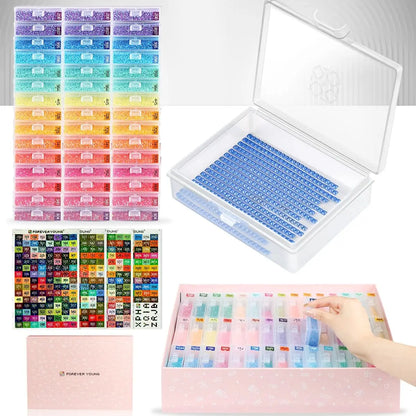45pcs Diamond Painting Accessories – 2 in 1 Storage Trays with Lids & Bead Organizer