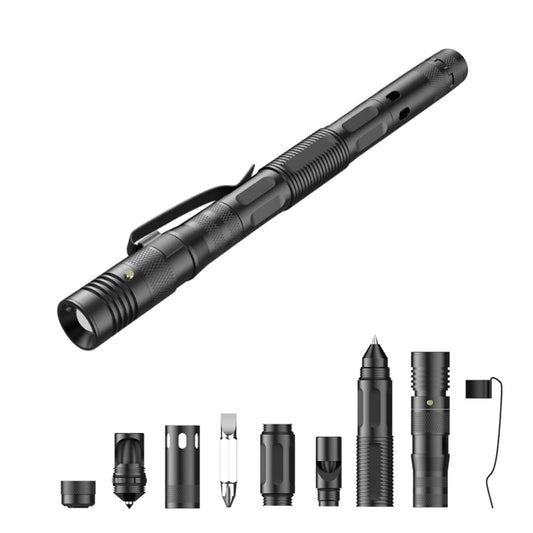 Multifunctional Tactical Ballpoint Pen — 100LM Flashlight, Self-Defense Tool, Window Breaker & EDC Outdoor Survival Pen
