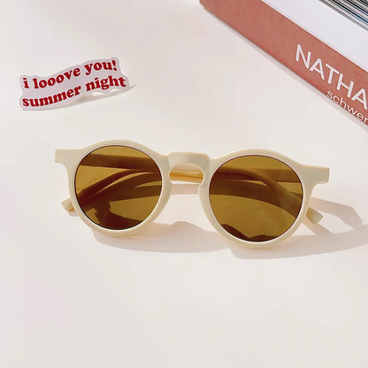 2023 Kids Checker Panel Round Sunglasses – Cute UV400 Sun Protection for Baby Girls & Children Outdoor Wear