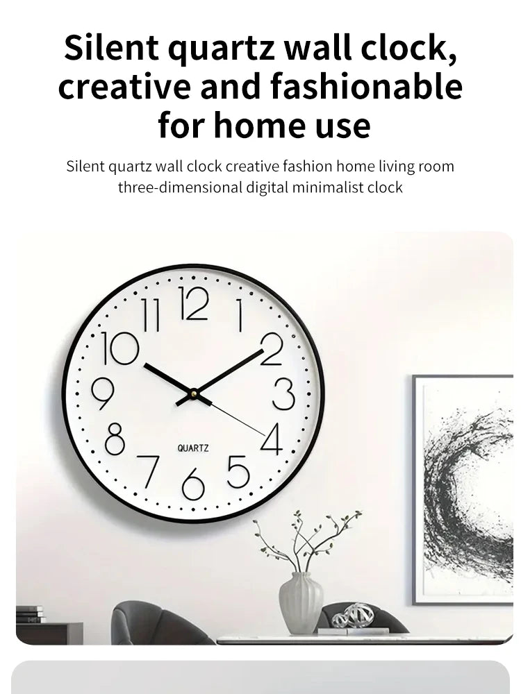 8-Inch Silent Digital Wall Clock – Minimalist Quartz Cubic Clock for Home Decoration