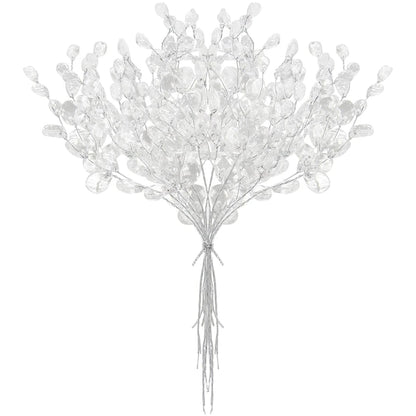 Artificial White Crystal Acrylic Water Droplet – Handmade Christmas & Wedding Bridal Bouquet, Wreath, Hairpin DIY Decor Accessory