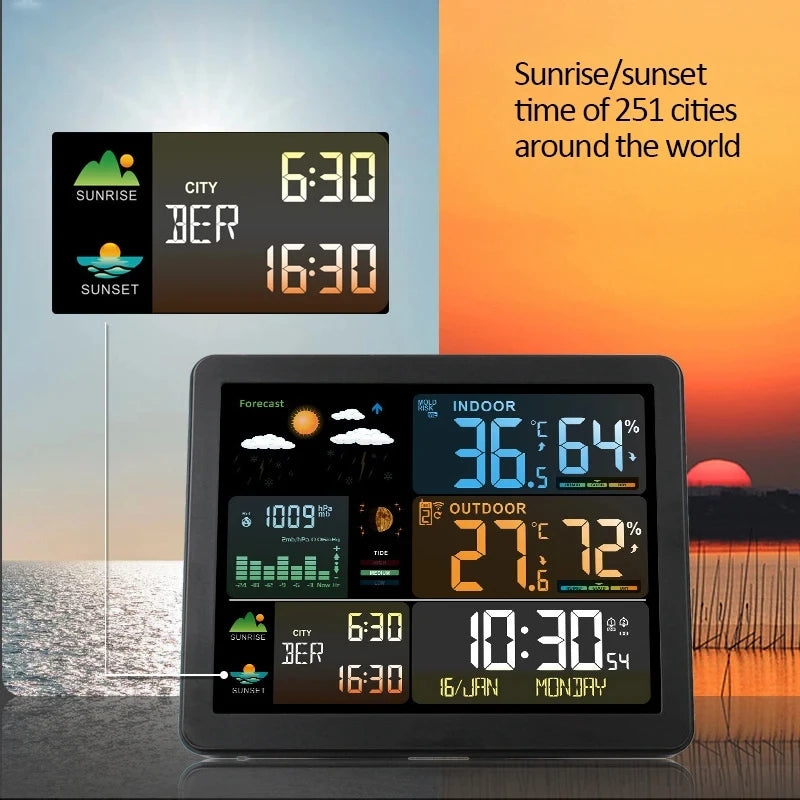 Digital Weather Station Clock - Indoor/Outdoor Temperature & Humidity ...