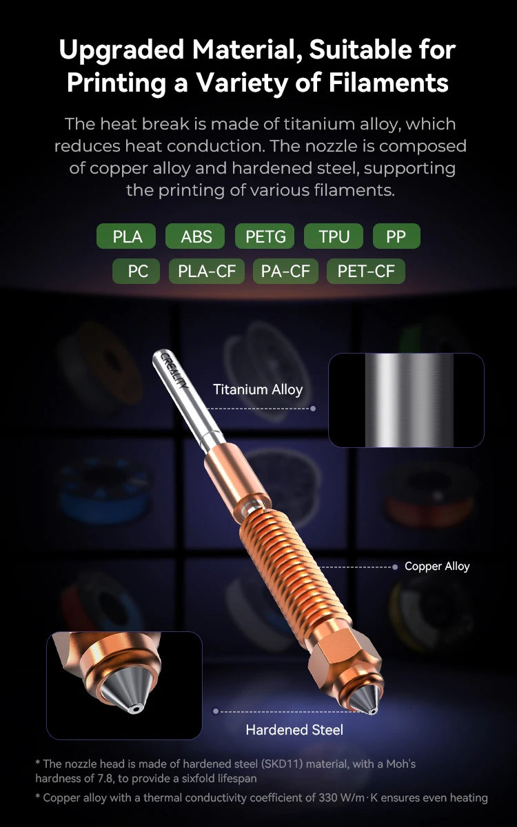 Creality Ender-3 V3 SE/KE Ceramic Heating Block Kit – 60W 0.4mm Quick-Swap Nozzle for 3D Printers