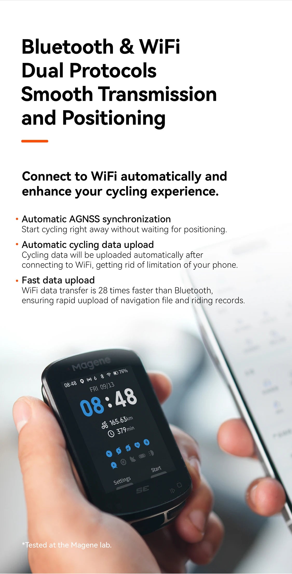 Magene C506 SE GPS Bike Computer - Navigation, WiFi, Bluetooth, Cycle Speedometer, Digital Stopwatch, 2.4 Odometer, Indoor Cycling