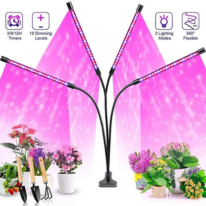 USB LED Plant Grow Light — Indoor Garden Full Spectrum Lamp with 10 Dimmable Levels, Timer Settings 3H/9H/12H for Hydroponic & Greenhouse Plants