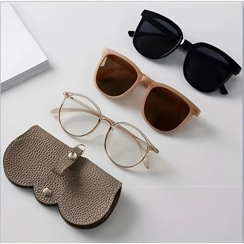 Cute Litchi Embossed Glasses Cover: Portable PU Leather Sunglasses and Reading Glasses Storage Bag - Travel-Friendly Eyewear Holder