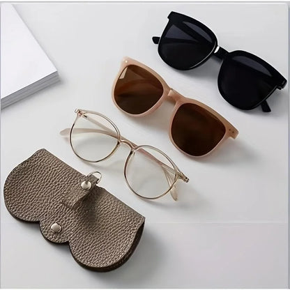 Cute Litchi Embossed Glasses Cover: Portable PU Leather Sunglasses and Reading Glasses Storage Bag - Travel-Friendly Eyewear Holder