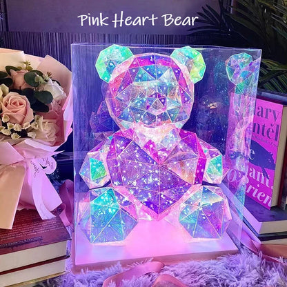 30cm Teddy Bear LED Gift Lamp – Colorful Romantic Light for Girls’ Birthday & Valentine’s