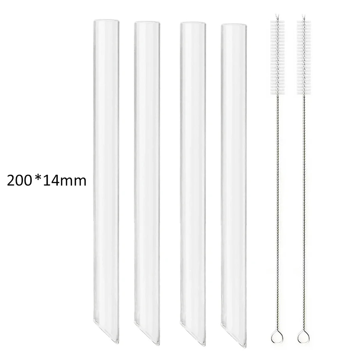 12/14mm Reusable Glass Drinking Straws — High Borosilicate, Straight Straws for Boba, Bubble Tea, Milkshakes, Smoothies, Fruit Cocktails, Bar Use